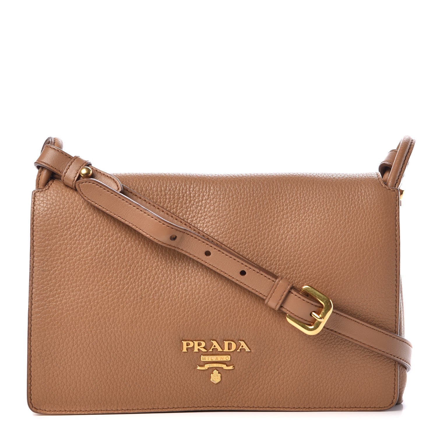 Prada Vitello Daino Crossbody Flap Caramel 1 of 16