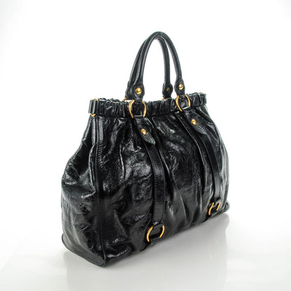 Miu Miu Vitello Lux Gathered Tote Black 3 of 8
