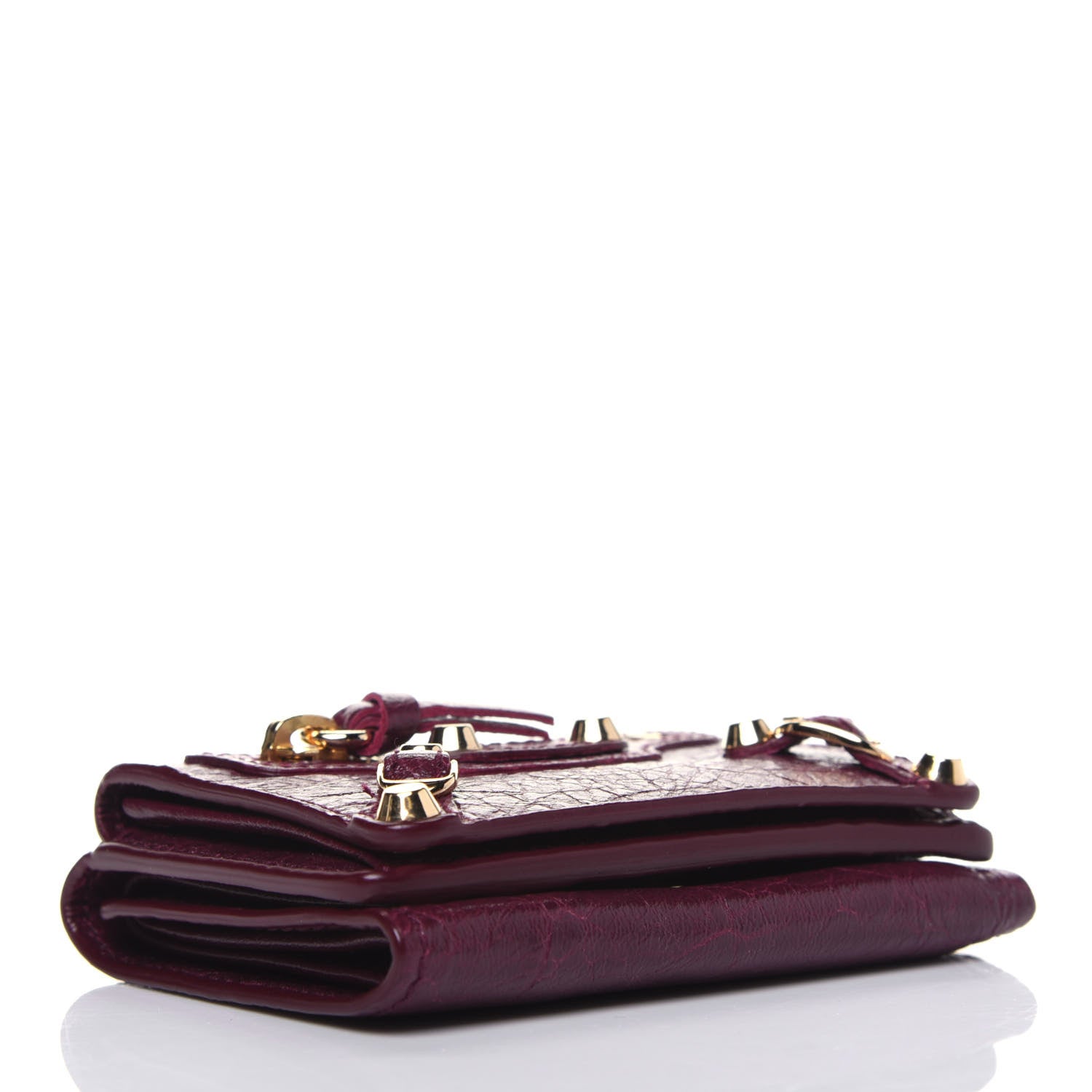 Balenciaga Agneau Arena Classic Gold Hardware Mini Wallet Violet Prune 4 of 13