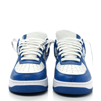 Louis Vuitton X NIKE AIR FORCE 1 Calfskin Monogram Mens Sneakers 8 Blue 2 of 9