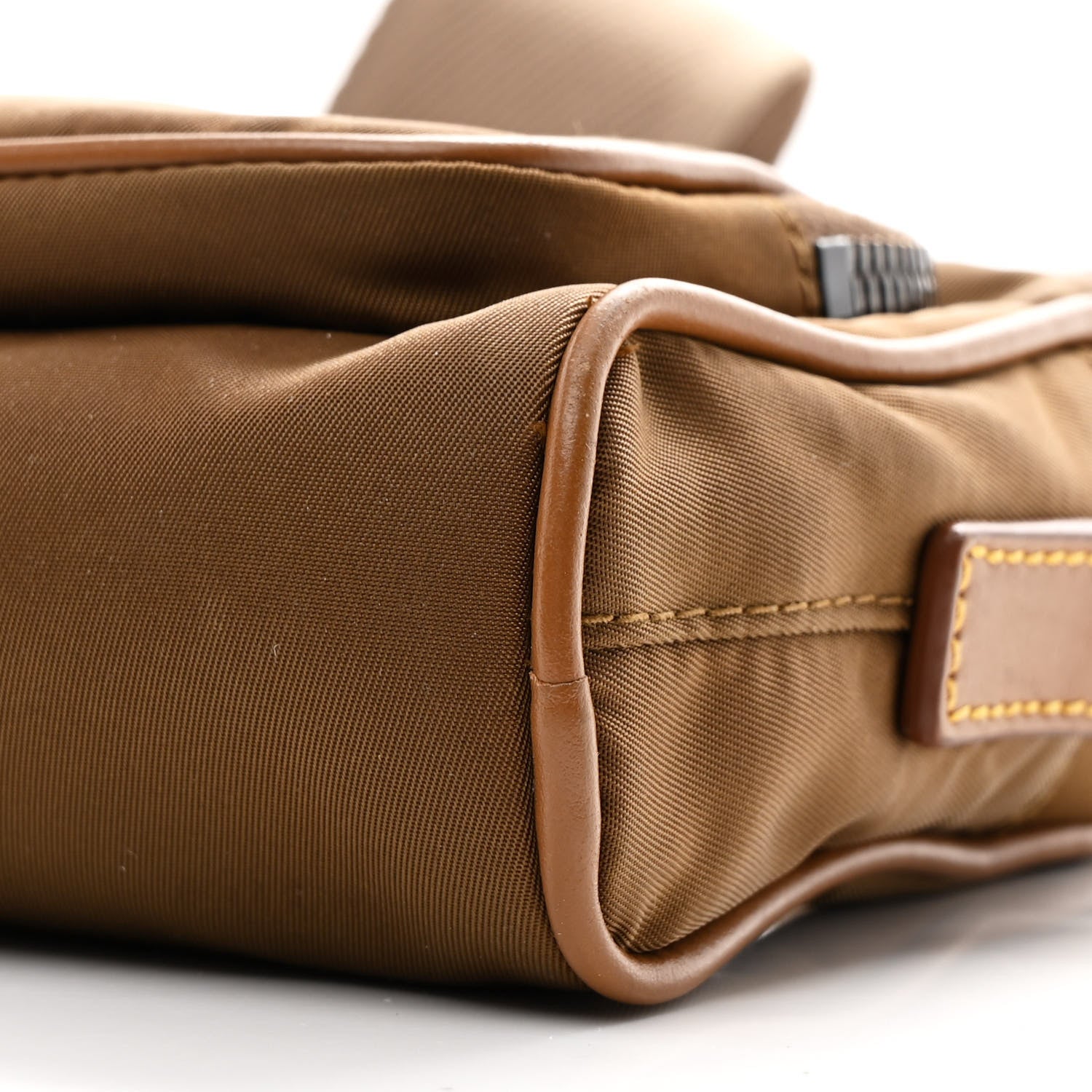 Prada Nylon Re-Edition Travel Pocket Double Zip Shoulder Bag  Tabacco 9 of 9
