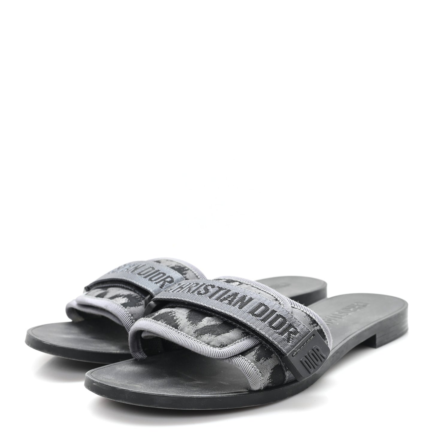 Mizza Shiny Nylon Dio(r)evolution Slide Sandals  38 Black Grey