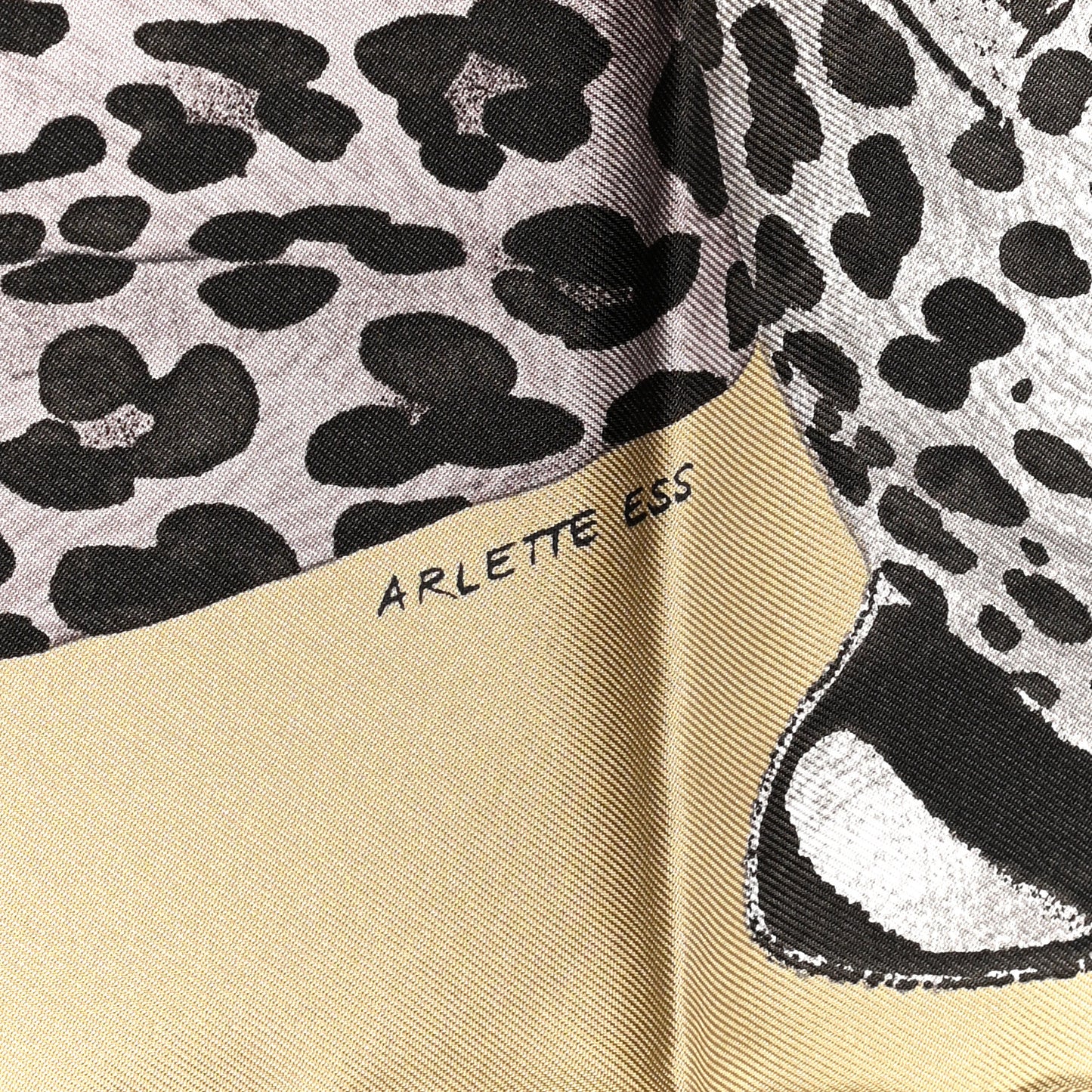 Silk Twill Lazy Leopardesses Scarf 90 Camel Anthracite