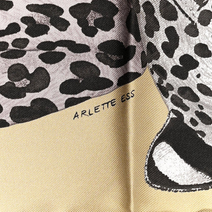 Hermes Silk Twill Lazy Leopardesses Scarf 90 Camel Anthracite 6 of 6