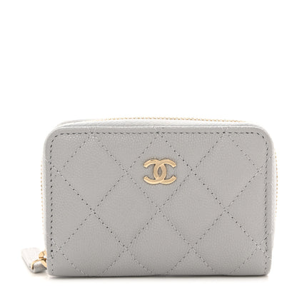 Chanel Caviar Quilted Zip Coin Purse Grey 1 of 9