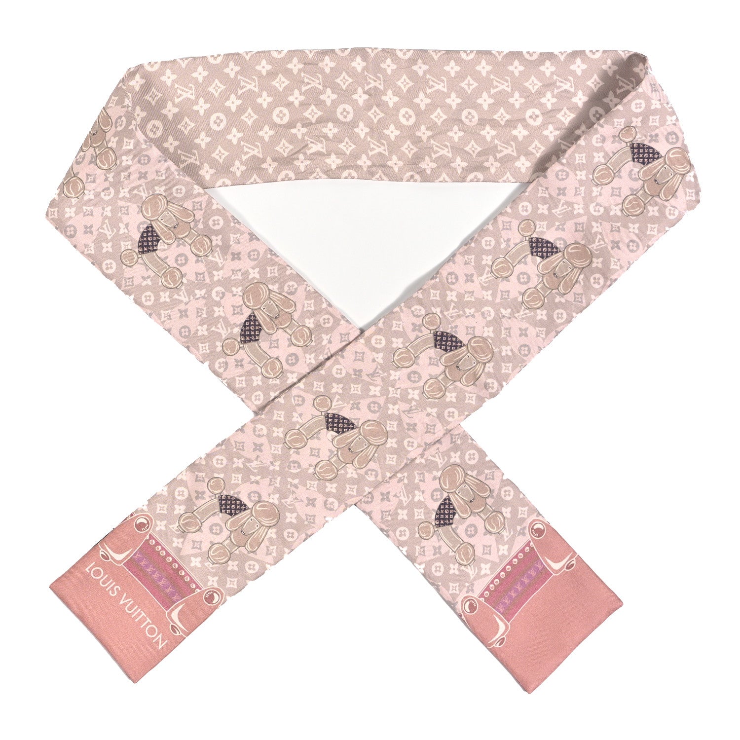 Louis Vuitton Silk Monogram Poodle Animalle Bandeau Rose Pale 1 of 4