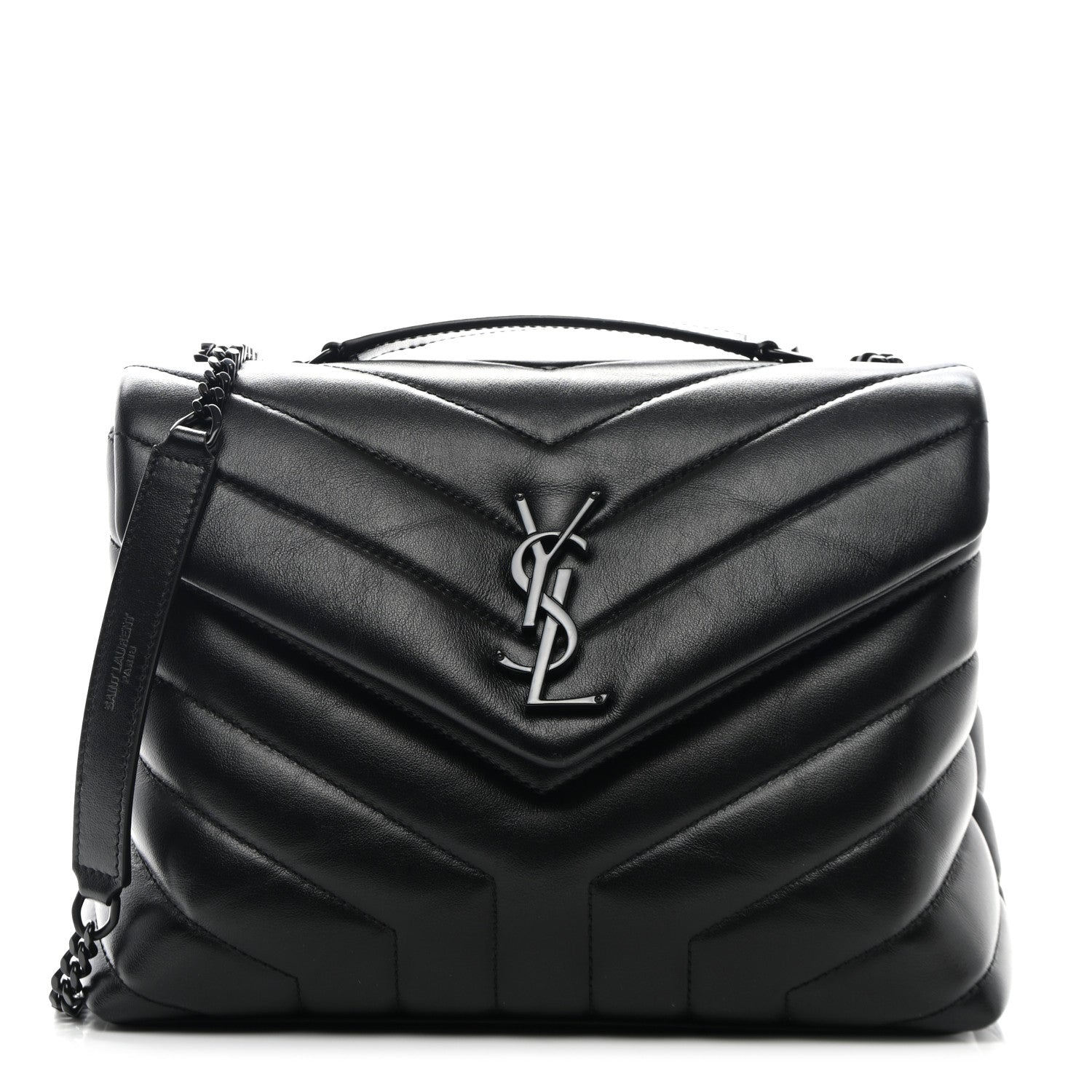 Saint Laurent Calfskin Y Quilted Monogram Monochrome Small Loulou Chain Satchel Black 1 of 11