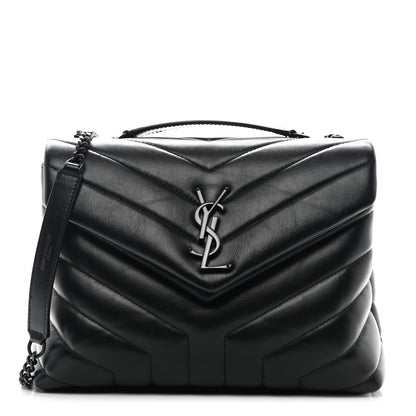 Saint Laurent Calfskin Y Quilted Monogram Monochrome Small Loulou Chain Satchel Black 1 of 11