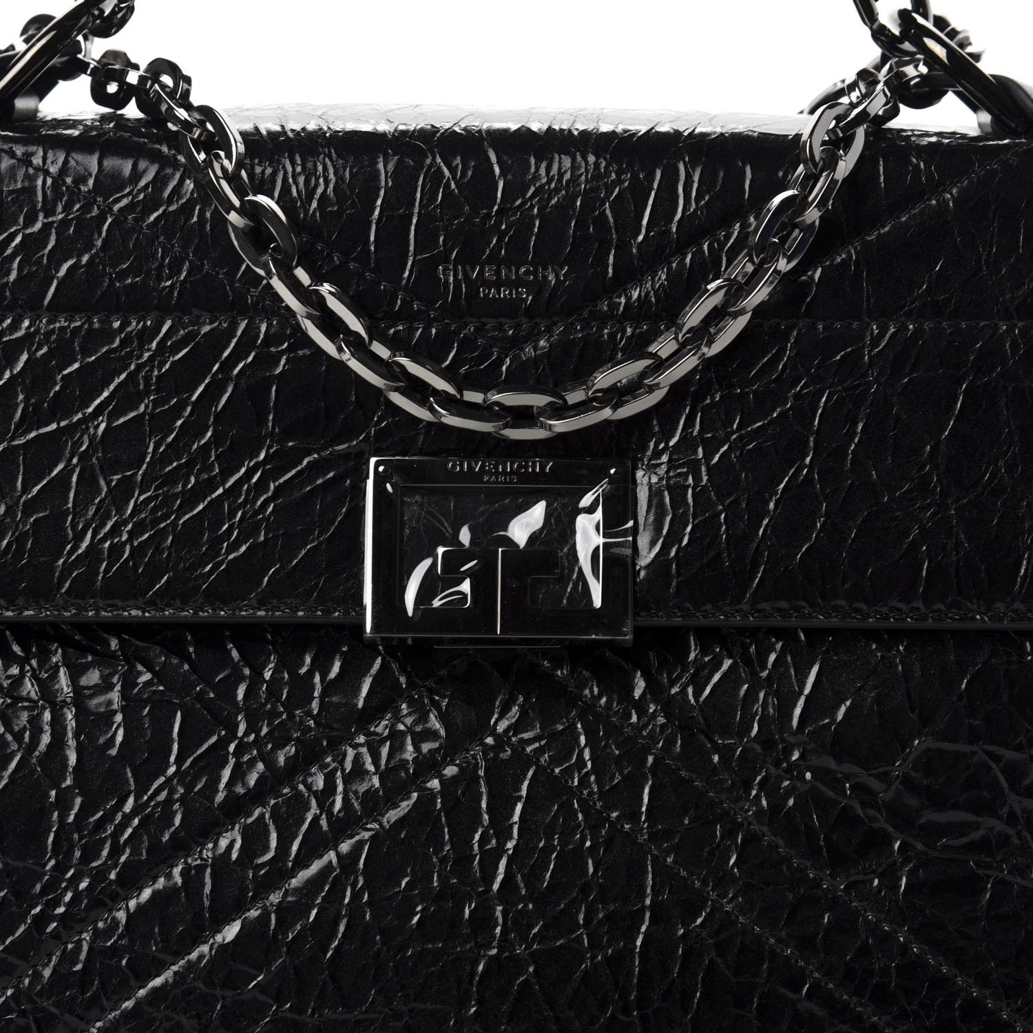 Givenchy Creased Patent Calfskin Medium ID Flap Black 10 of 10