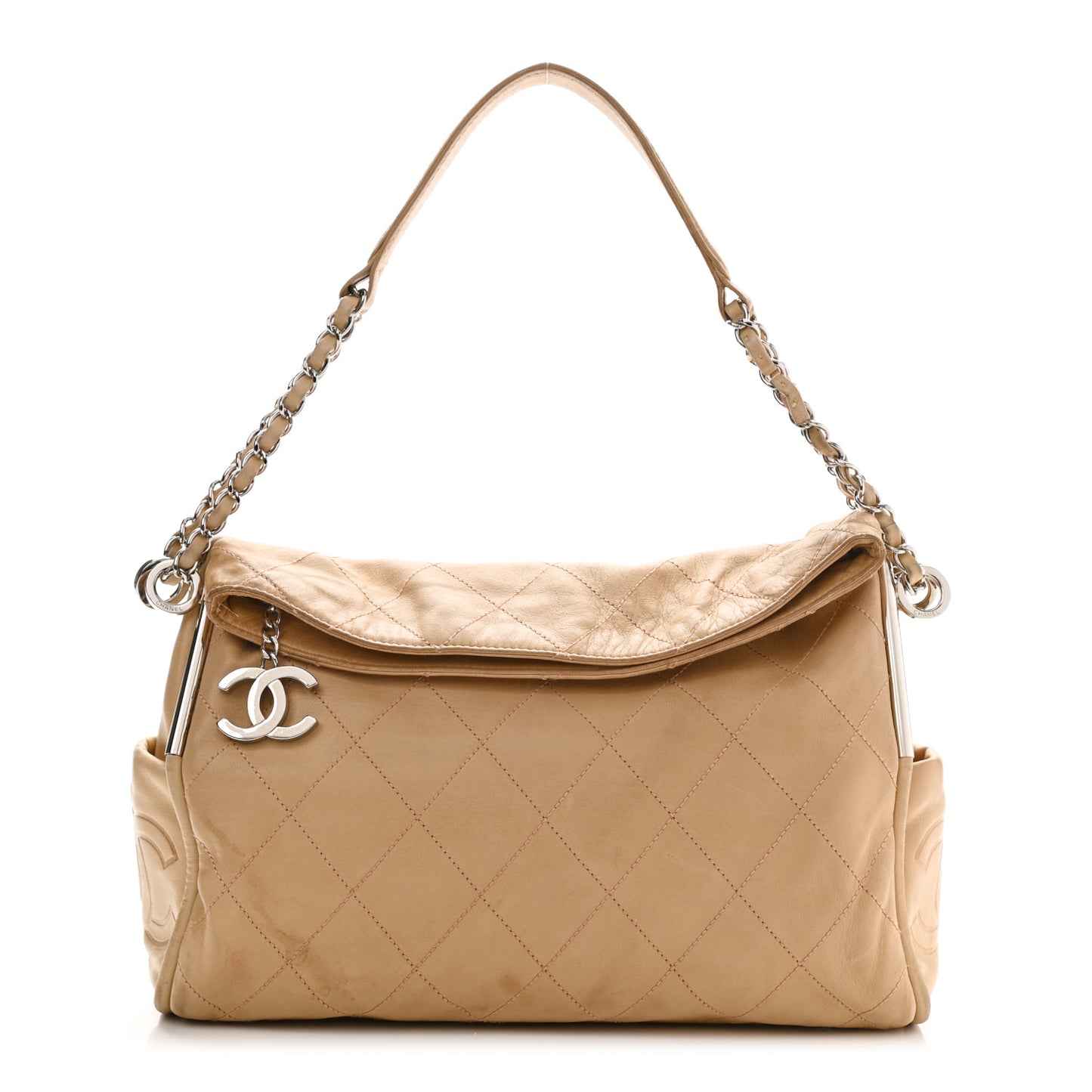 Lambskin Stitched Medium Ultimate Soft Tote Beige