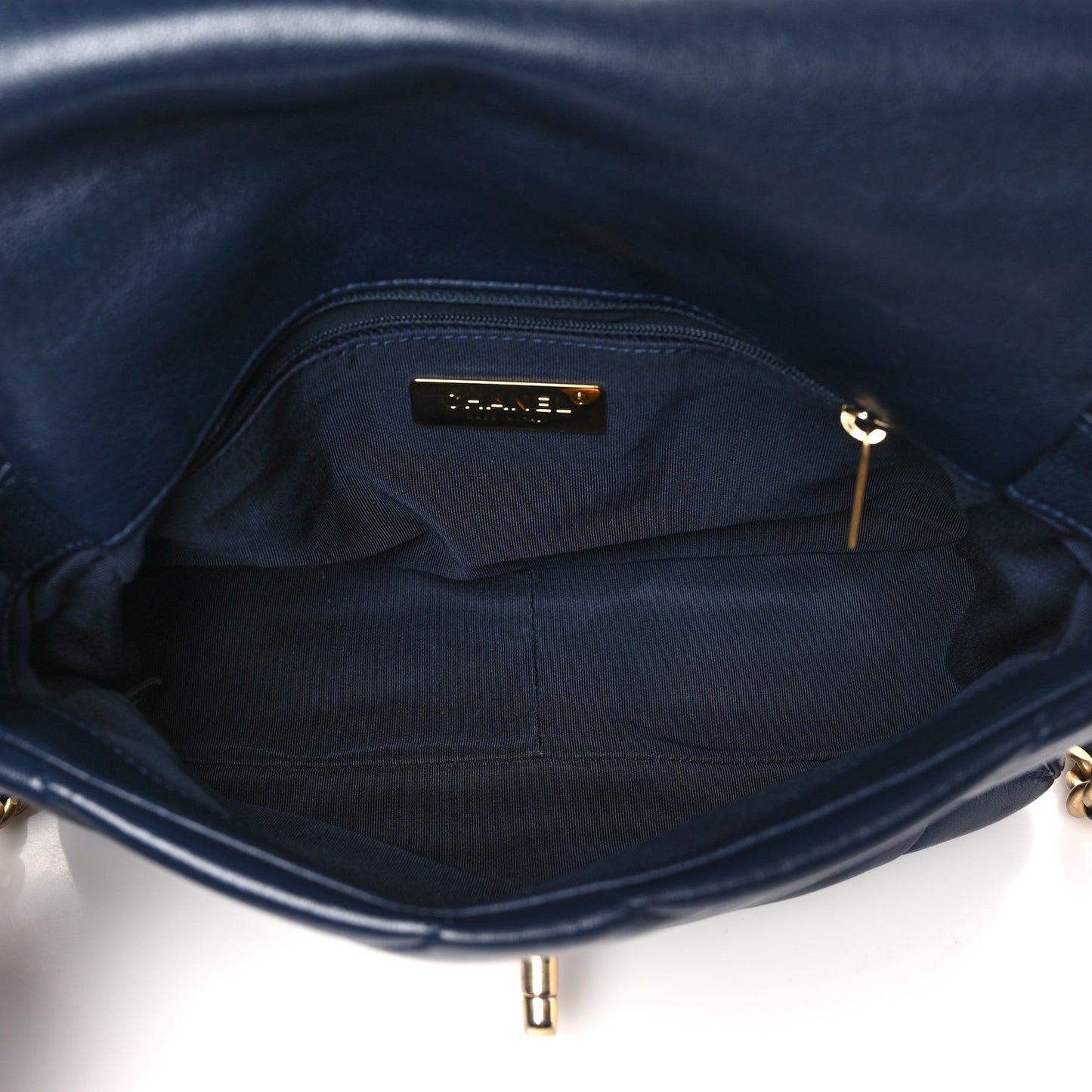 Goatskin Quilted Medium Chanel 19 Flap Navy Blue