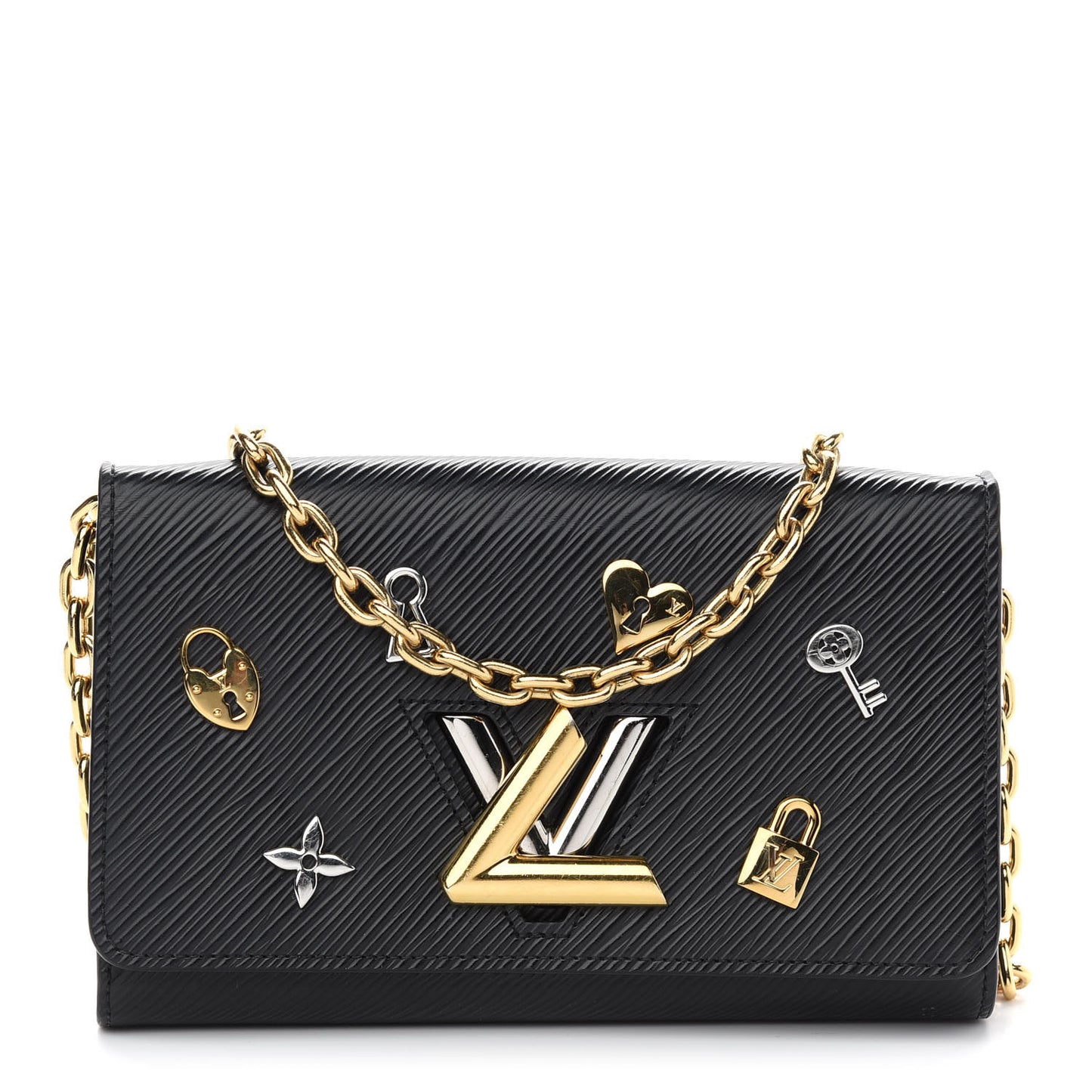 Epi Love Lock Twist Chain Wallet Black