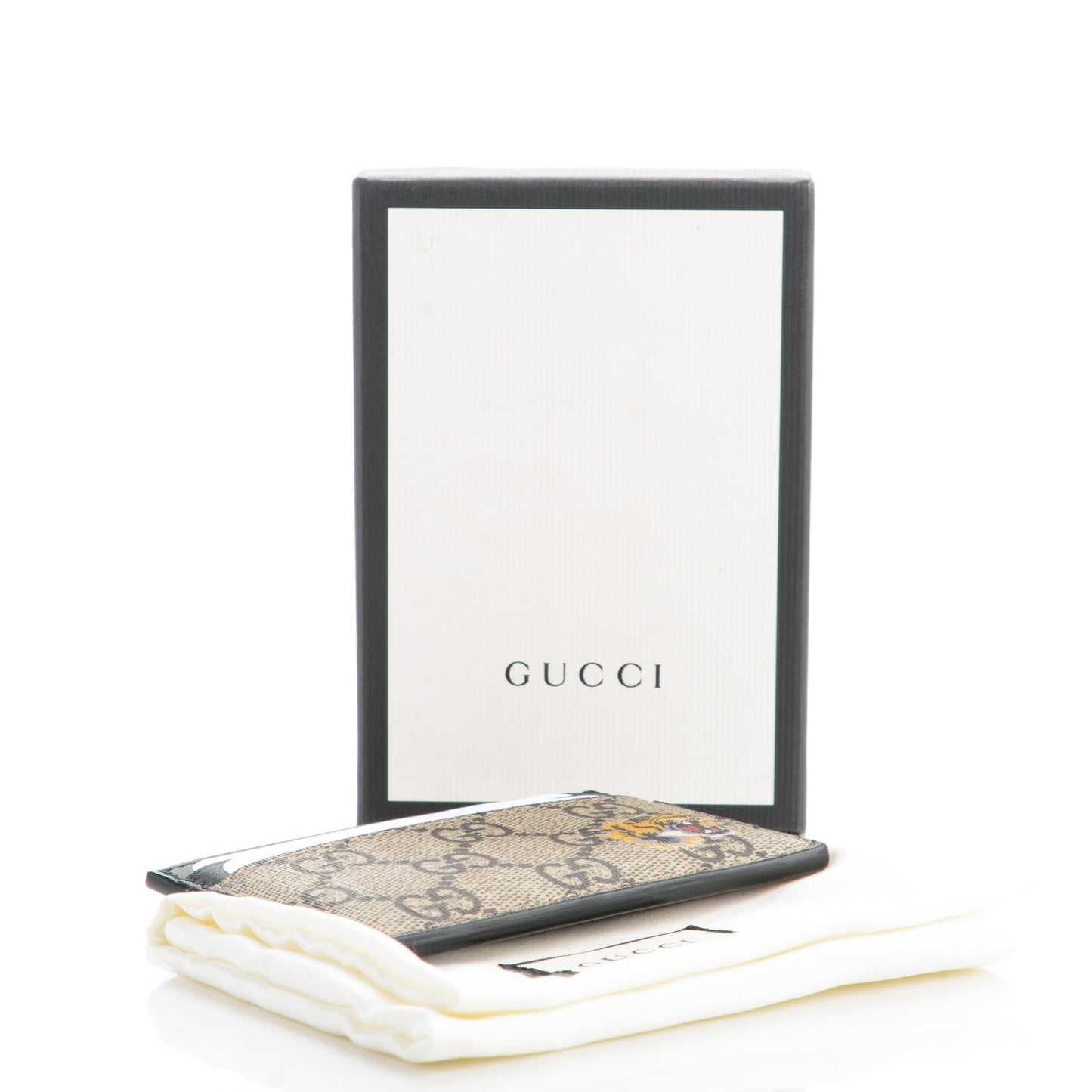 GG Supreme Monogram Tiger Print Card Holder Black