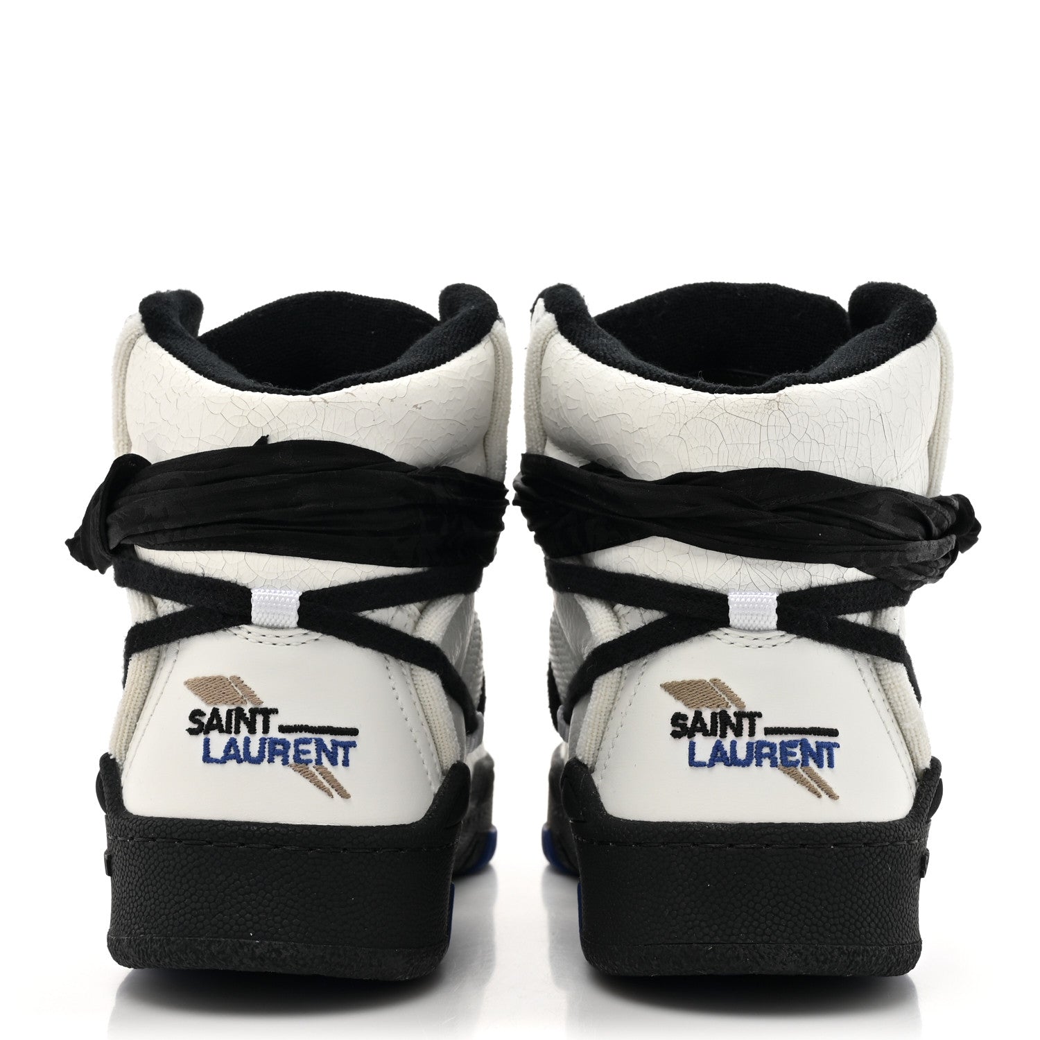 Saint Laurent Calfskin Smith High Top Sneakers 9 White Black 4 of 10
