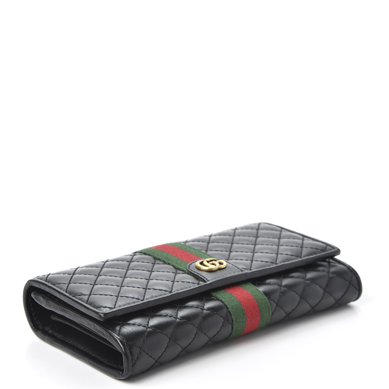 Gucci Calfskin Web Trapuntata GG Continental Wallet Black 3 of 8