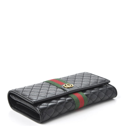 Gucci Calfskin Web Trapuntata GG Continental Wallet Black 3 of 8