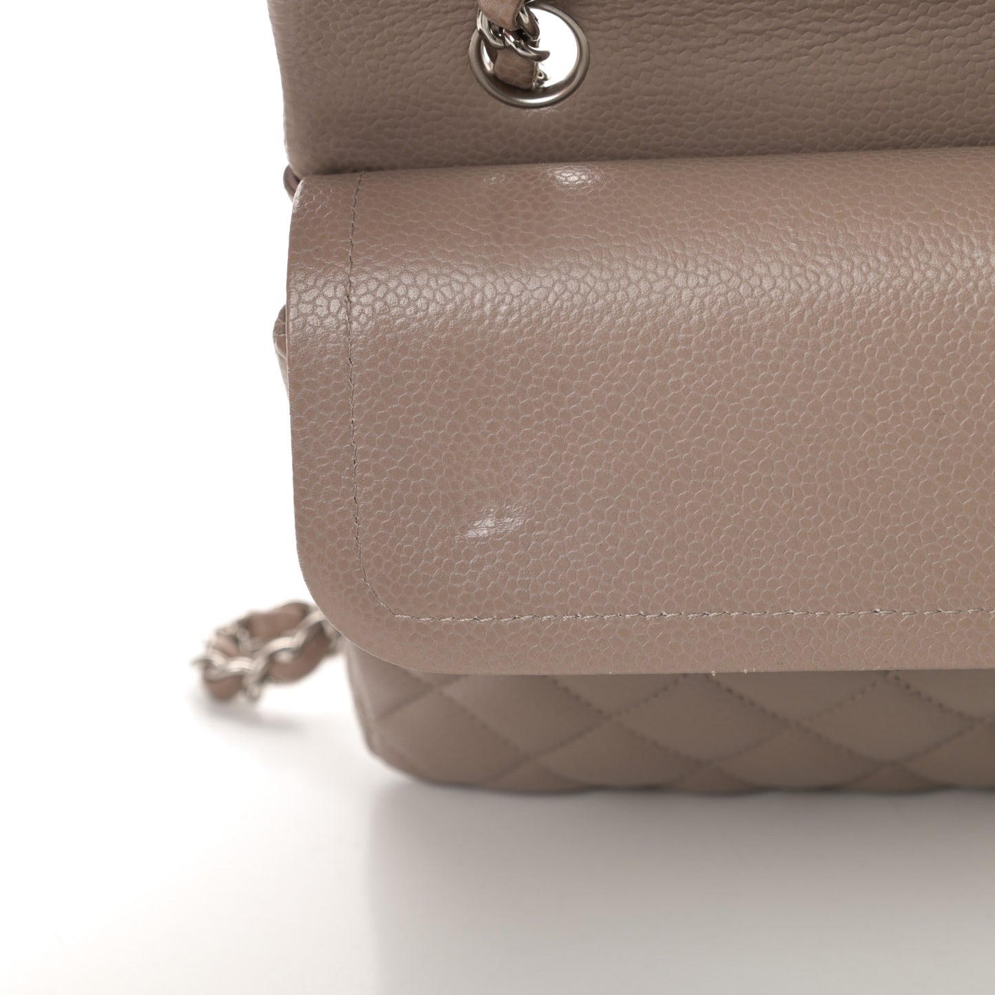 Caviar Quilted Medium Double Flap Taupe