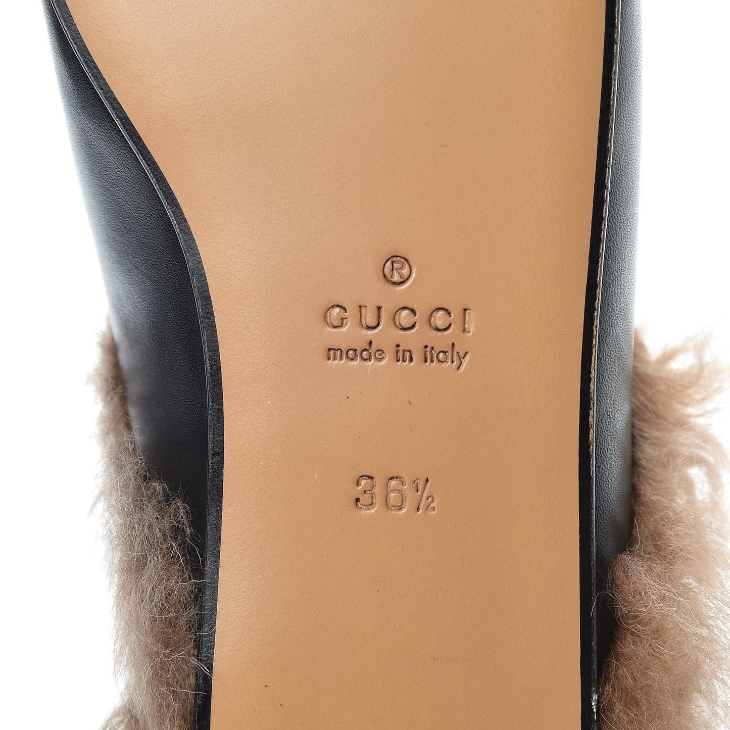 Calfskin Lambswool Tiger Embroidered Womens Princetown Slippers 36.5 Black