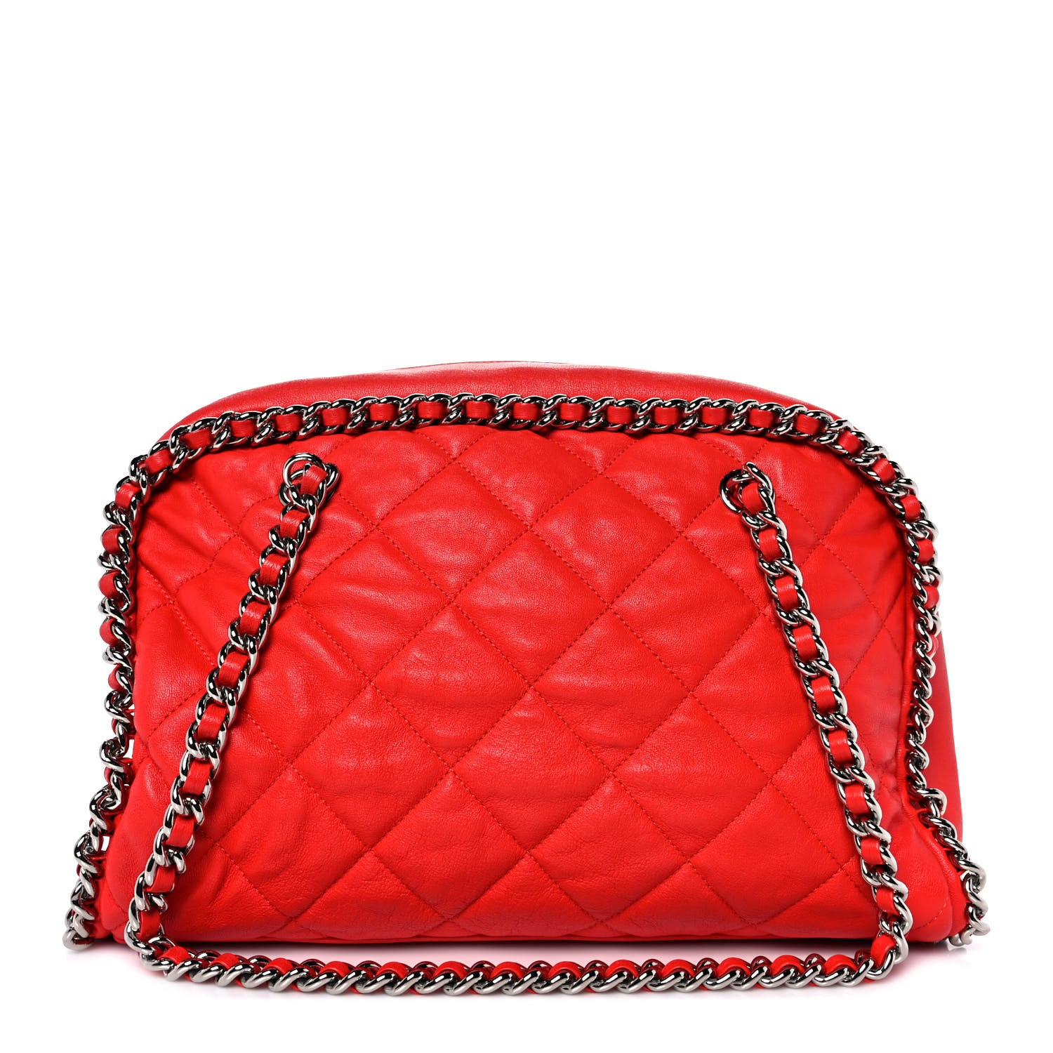 Chanel Washed Lambskin Chain Around Bowler Red 1 of 11