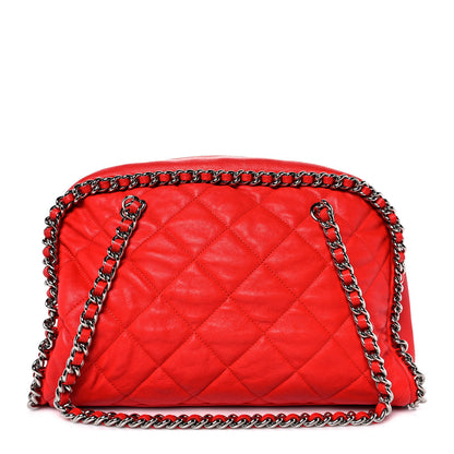 Chanel Washed Lambskin Chain Around Bowler Red 1 of 11