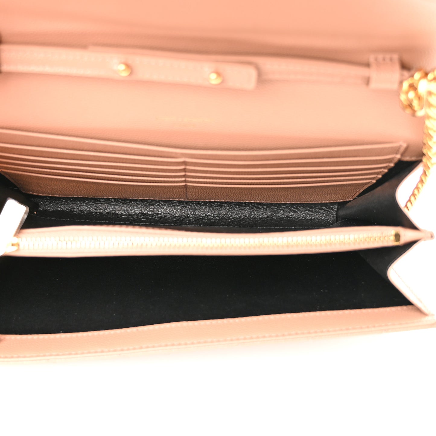 Grain De Poudre Matelasse Chevron Monogram Chain Wallet Vintage Peach