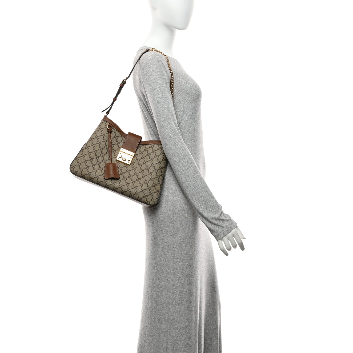 Gucci GG Supreme Monogram Medium Padlock Shoulder Bag Beige Ebony Brown Sugar 2 of 10