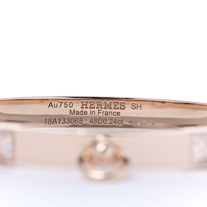 Hermes 18K Rose Gold Diamond PM Collier De Chien Bracelet SH 3 of 4
