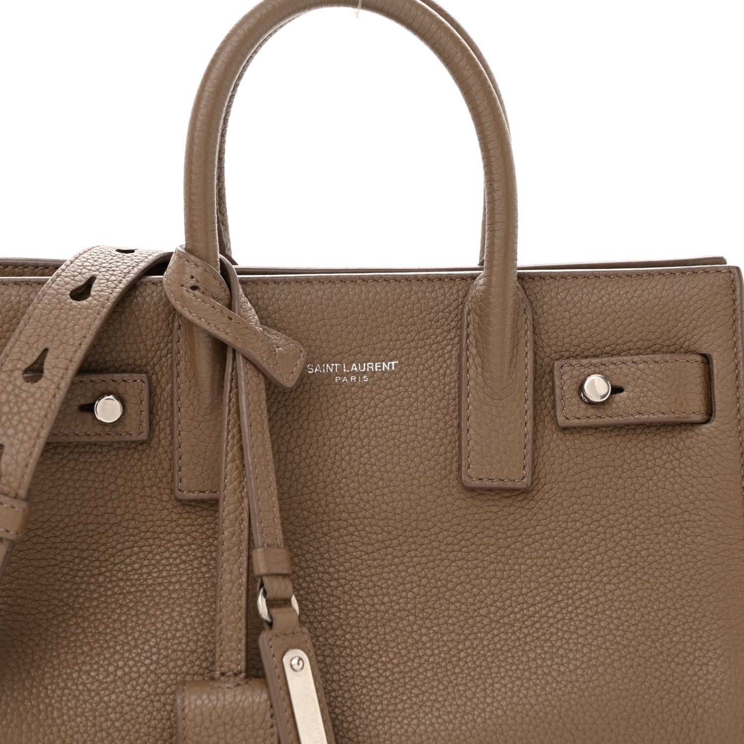 Saint Laurent Grained Calfskin Nano Supple Sac De Jour Taupe 8 of 14