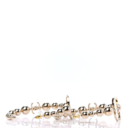 Chanel Metal Bead CC Hoop Earrings Gold 3 of 4