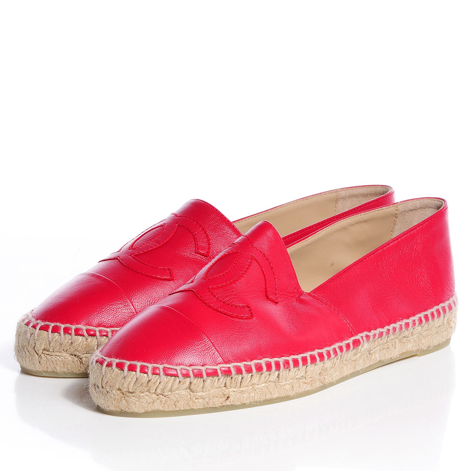 Chanel Lambskin CC Espadrilles 38 Red 3 of 9