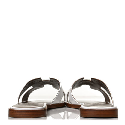 Hermes Box Calfskin Oran Sandals 40.5 White 6 of 10