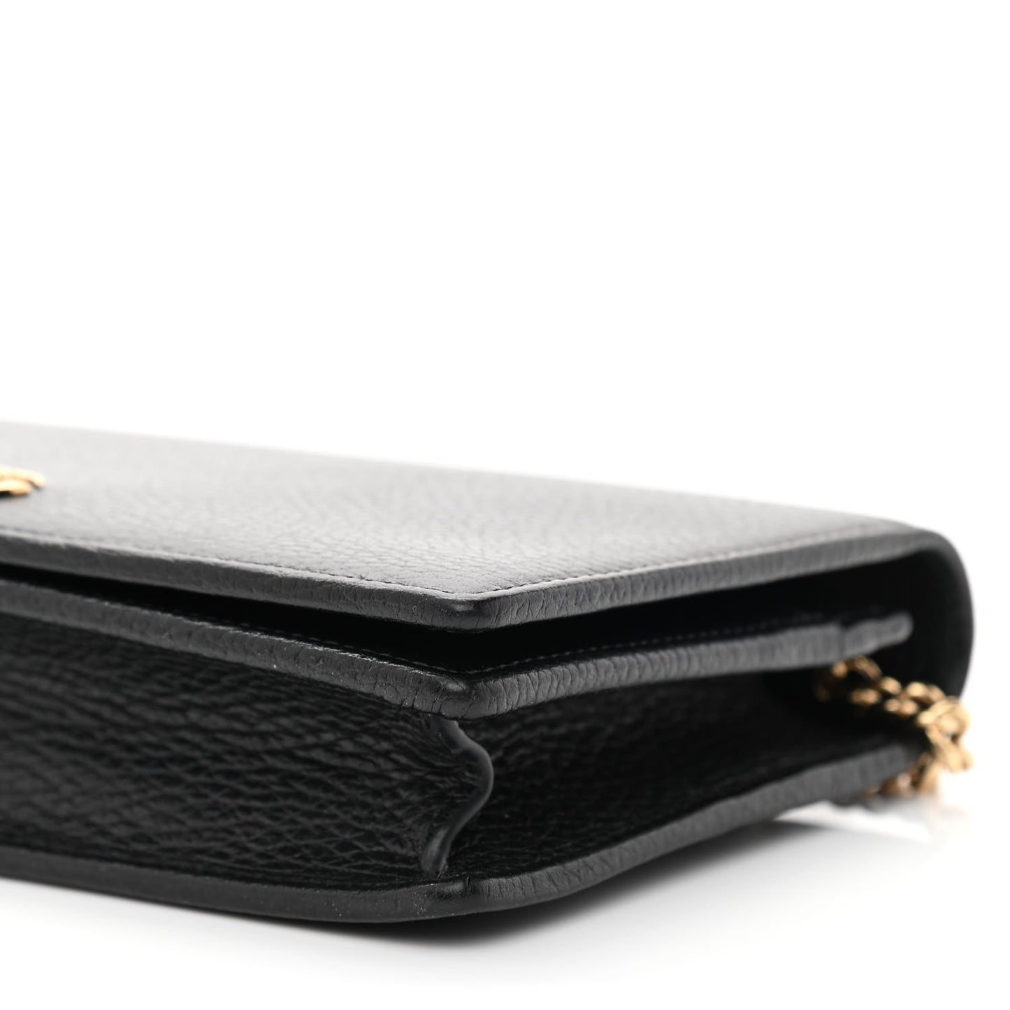 Calfskin Mini GG Marmont Chain Wallet Black