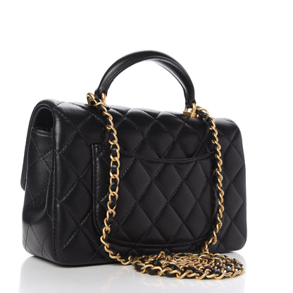Chanel Lambskin Quilted Mini Top Handle Rectangular Flap Black 3 of 11