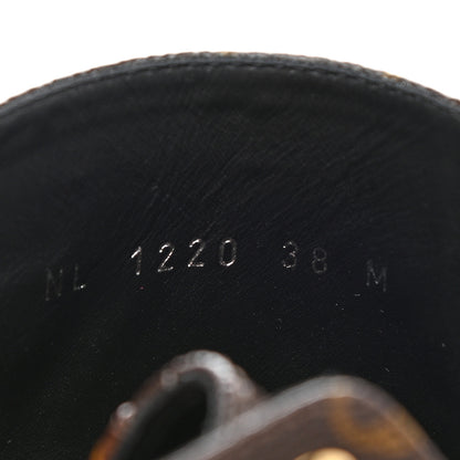 Louis Vuitton Calfskin Monogram Wonderland Flat Ranger Boots 38 Black 8 of 10