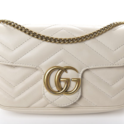 Gucci Calfskin Matelasse Super Mini GG Marmont Shoulder Bag White 16 of 17