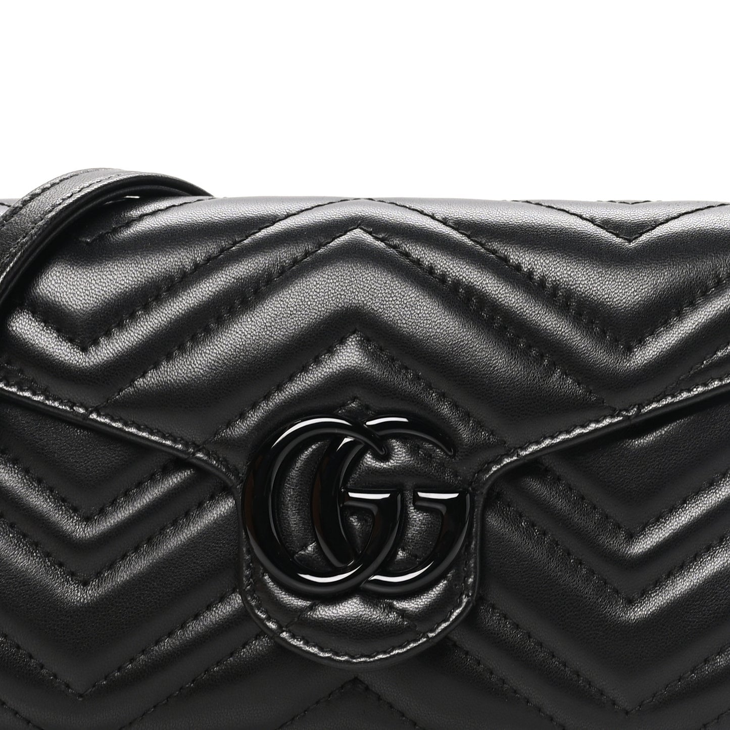 Nappa Matelasse Monochrome GG Marmont Wallet On Chain Black