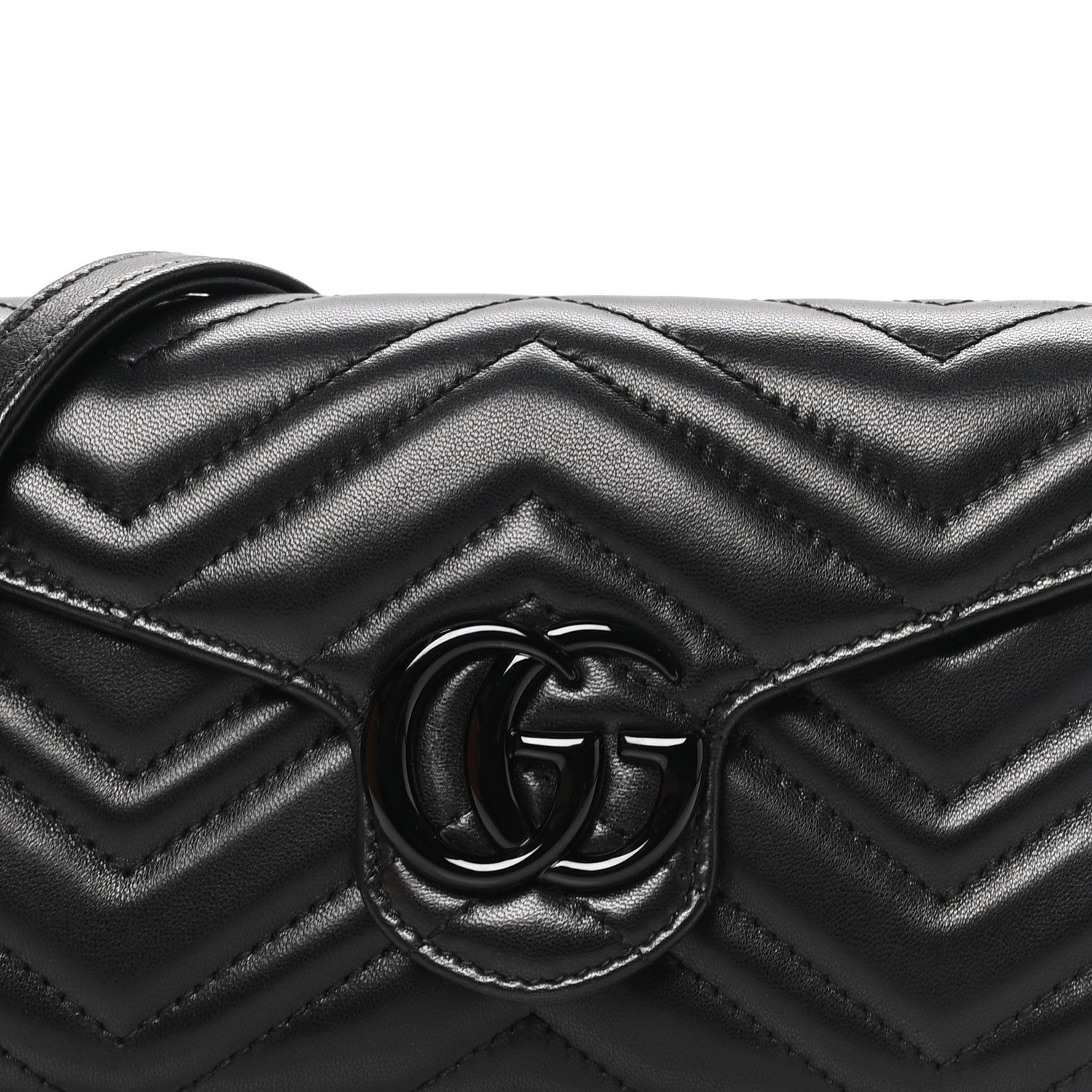 Gucci Nappa Matelasse Monochrome GG Marmont Wallet On Chain Black 7 of 11