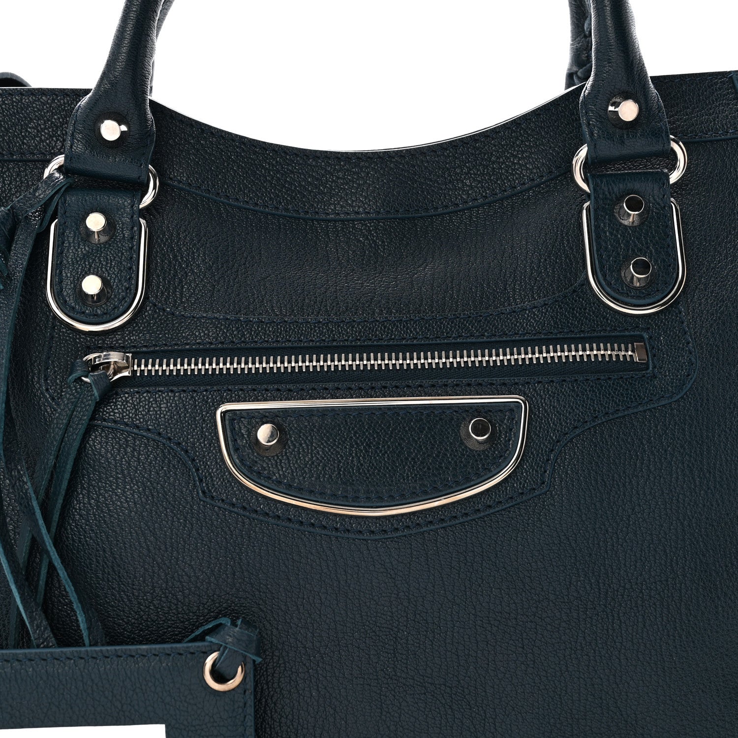 Balenciaga Chevre Silver Metallic Edge Hardware City Bleu Paon 9 of 11