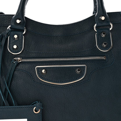 Balenciaga Chevre Silver Metallic Edge Hardware City Bleu Paon 9 of 11