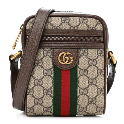 Gucci GG Supreme Monogram Web Mini Ophidia Messenger Brown 1 of 10