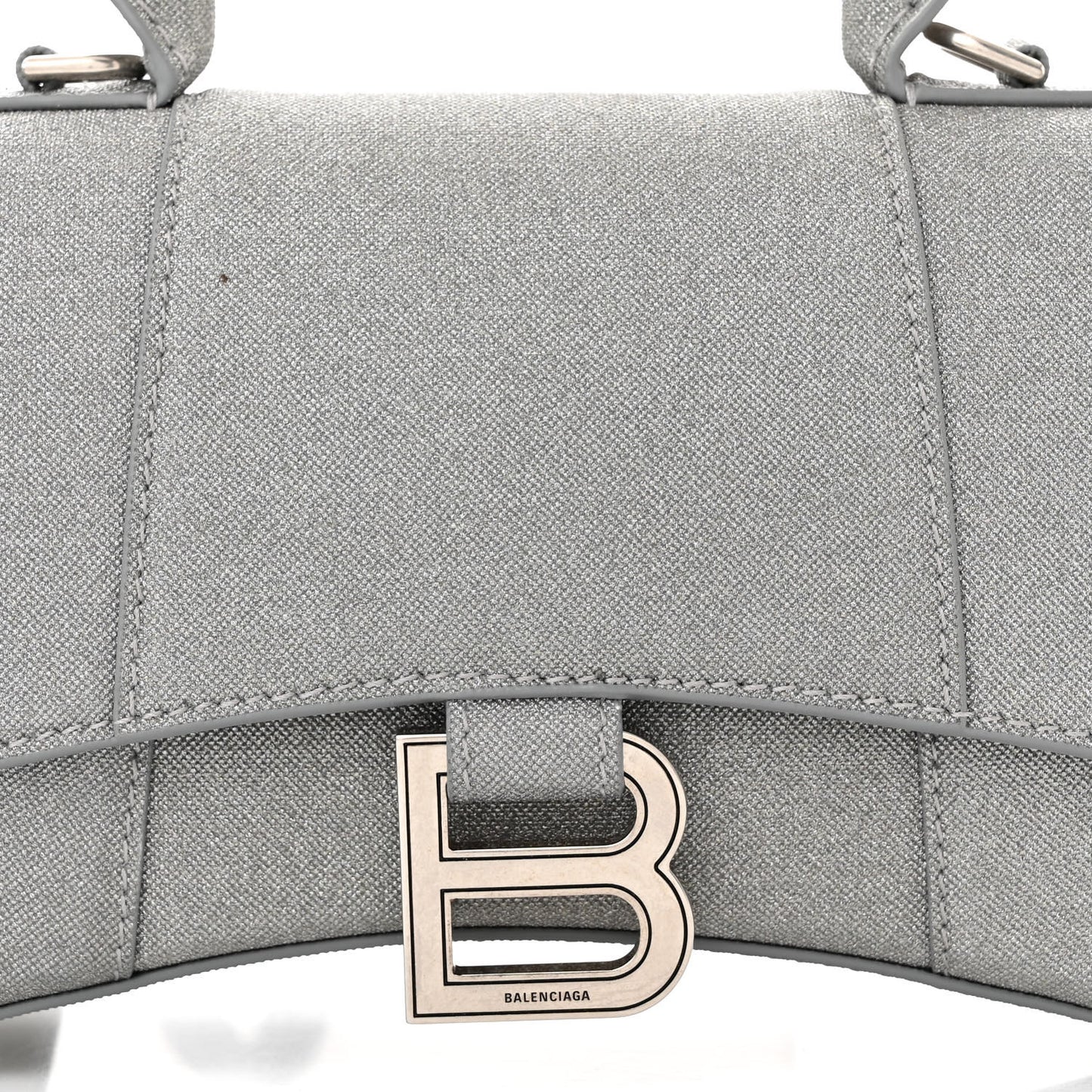 Glitter Fabric Hourglass Top Handle Bag XS Grey