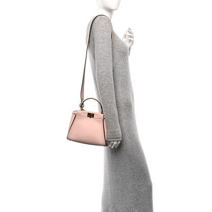 Fendi Vitello Seta Canvas FF Embroidered Mini Peekaboo Iconic Satchel Rosa Confetto 2 of 17