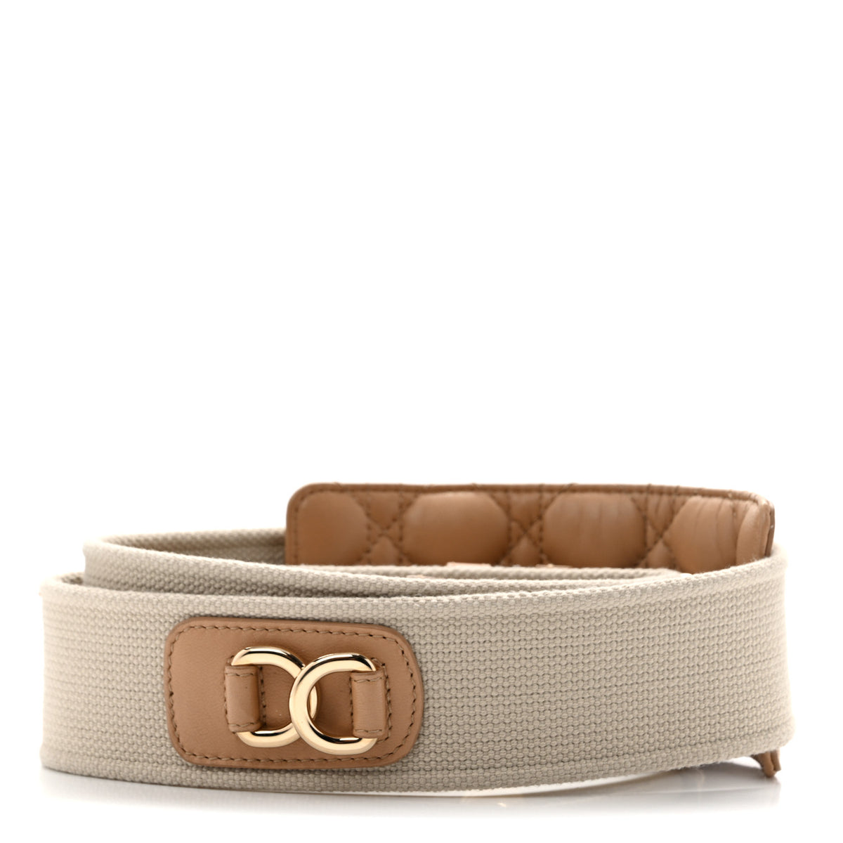 Canvas Lambskin Cannage Shoulder Strap Beige