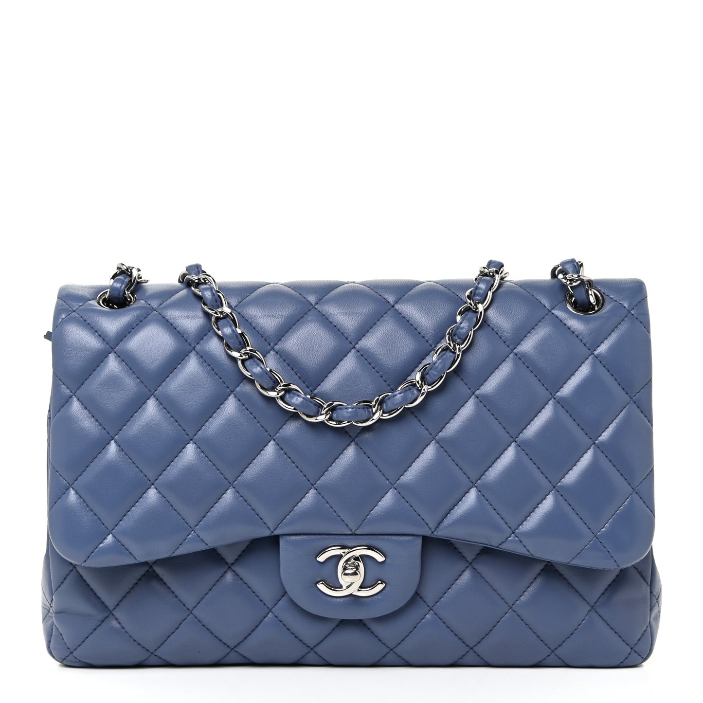 Lambskin Quilted Jumbo Double Flap Light Purple