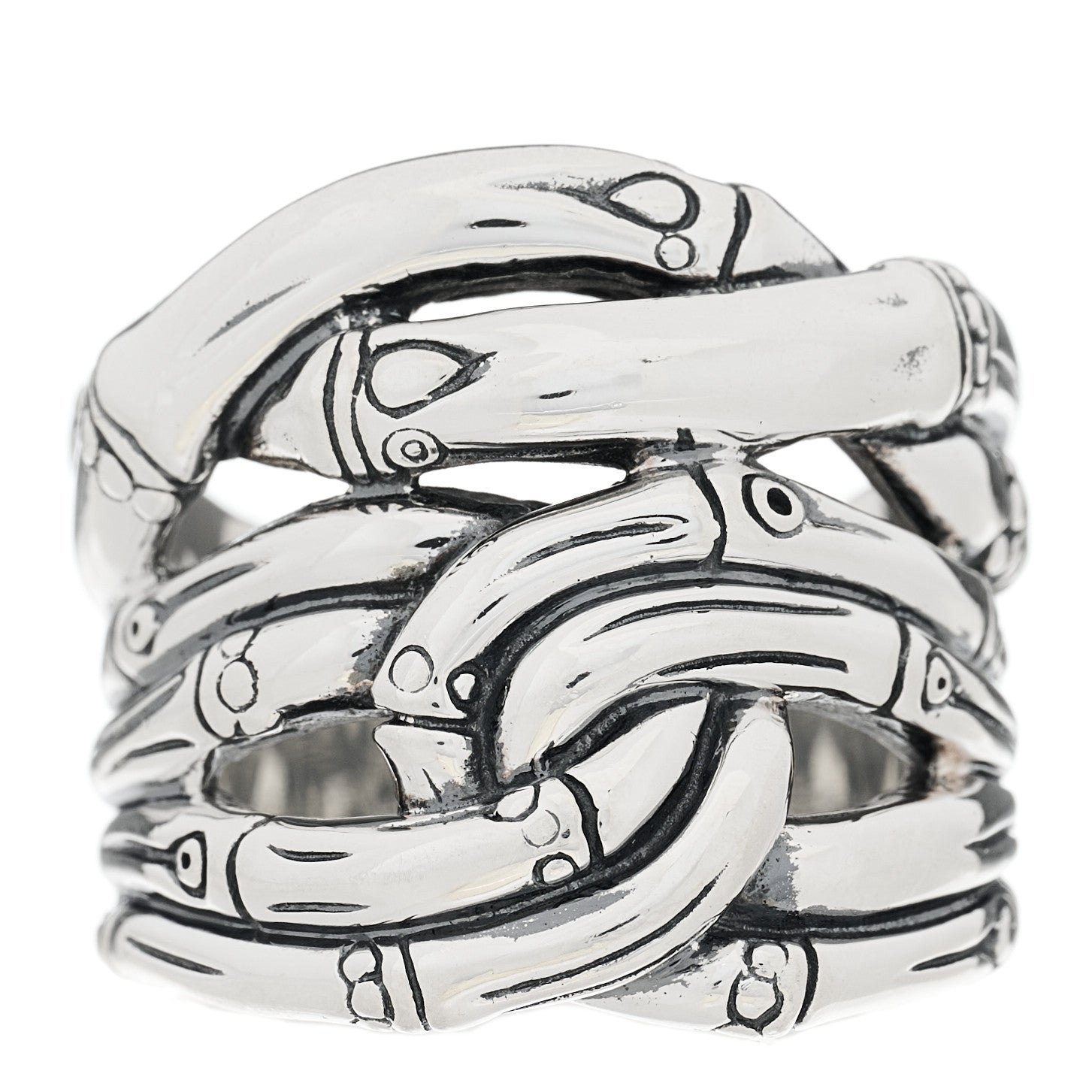 John Hardy Sterling Silver Bamboo Woven Ring 54 7 1 of 6