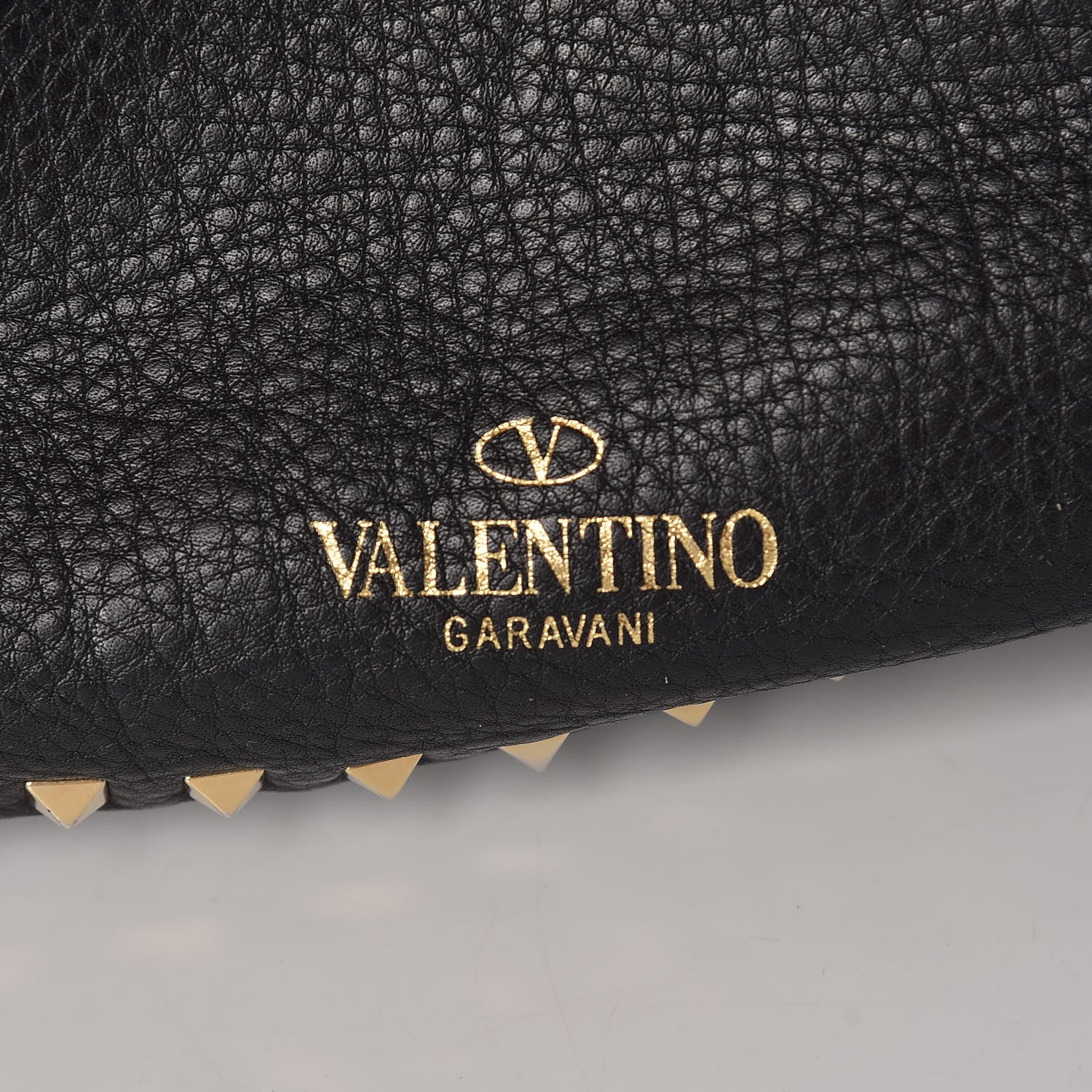 Valentino Garavani Pebbled Calfskin Small Rockstud Reversible Tote Black Light Cuir 12 of 13