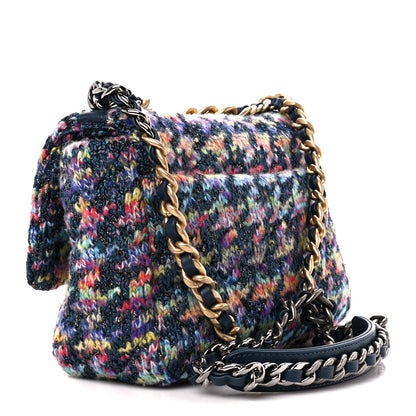 Chanel Tweed Quilted Medium Chanel 19 Flap Dark Multicolor 3 of 11