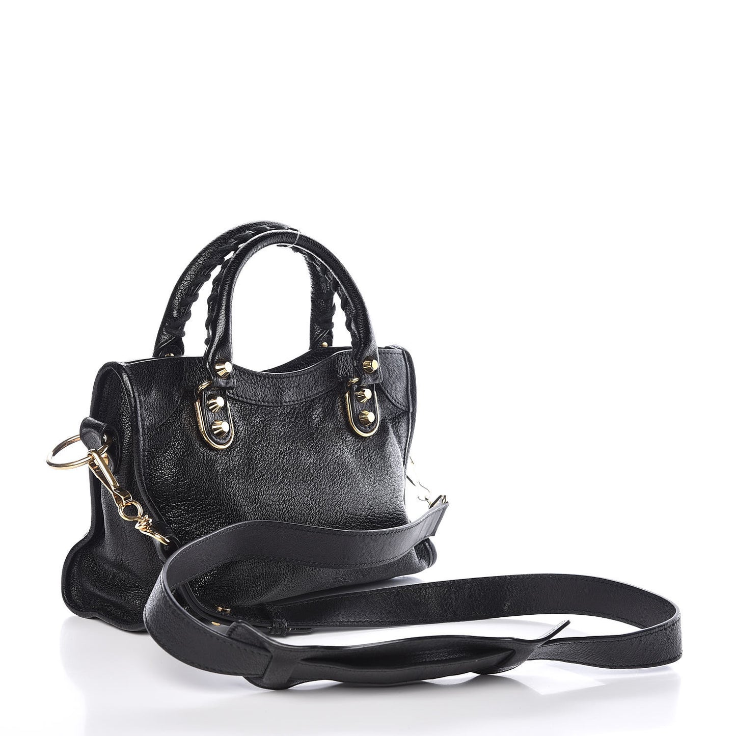 Chevre Gold Metallic Edge Hardware Mini City Black