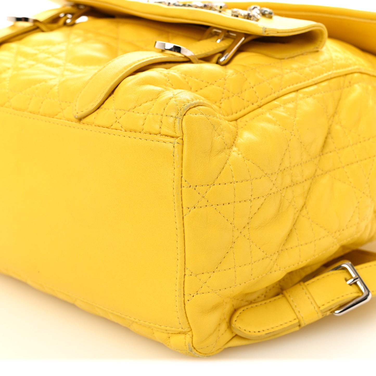 Lambskin Cannage Embroidered Stardust Backpack Yellow