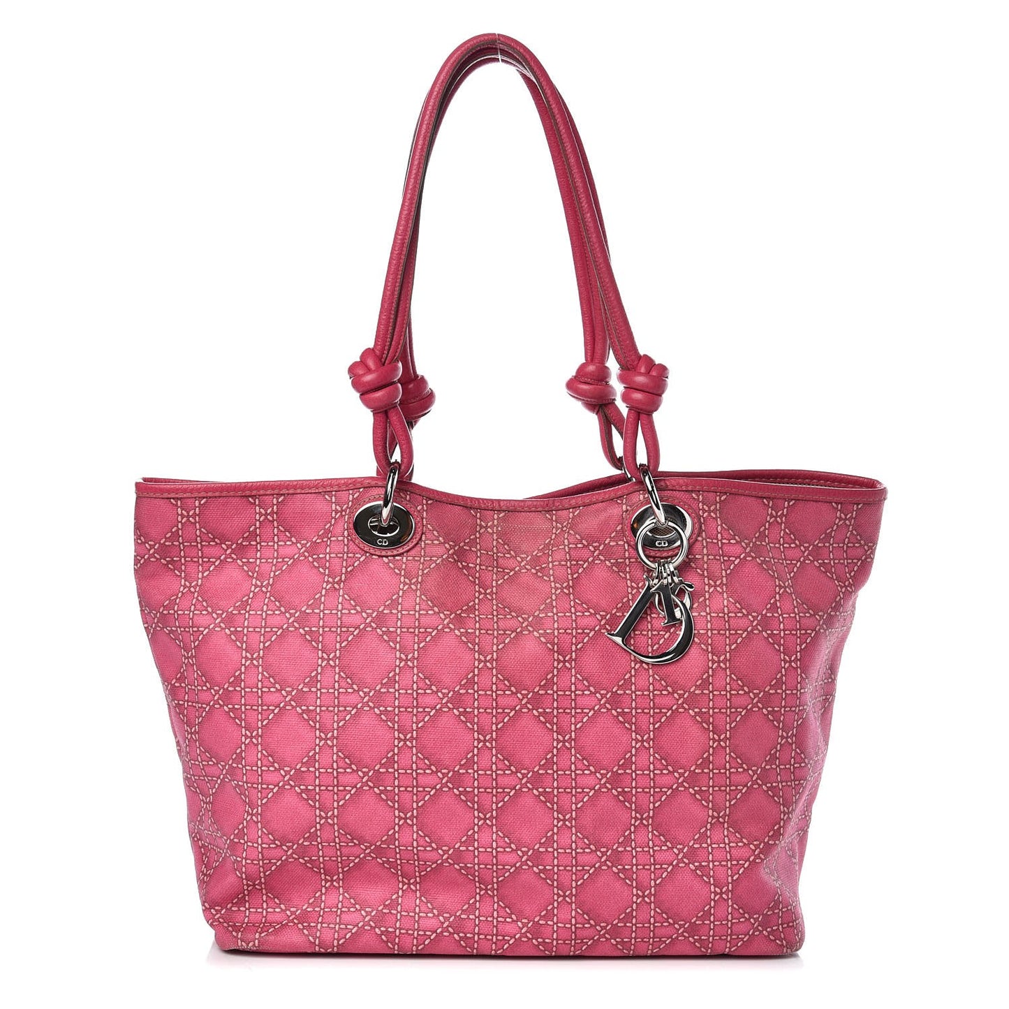 Coated Canvas Cannage Print Cherie Tote Pink